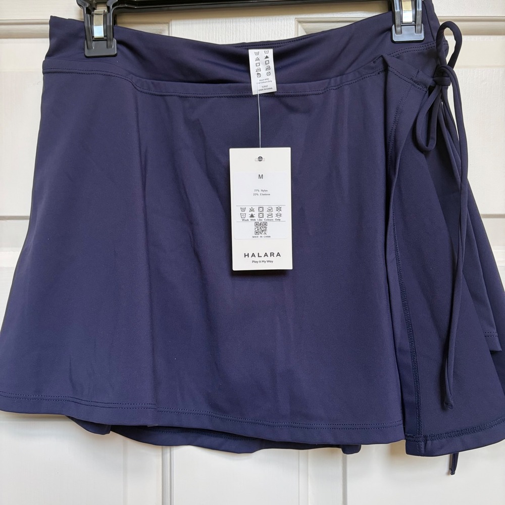 Halara Navy Blue Side Wrap Active Skort Womens M NWT Tennis Resort Athleisure